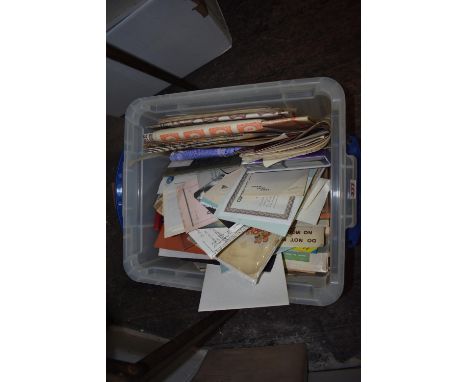 MISCELLANEOUS EPHEMERA:&nbsp;a large carton, chiefly 20th century printed material, including share certificates, pamphlets, 