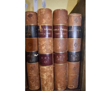FAMILY RECORDS:&nbsp;mid-19thc manuscript family records, presented in four large 8vo volumes, half-calf bound, labels dated 