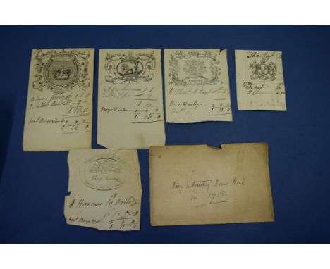 18TH CENTURY BILLHEADS:&nbsp;a group of 5 engraved billheads, 18th century all relating to post-chaise/horse transport, each 