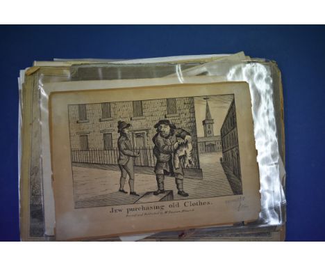 PRINTS &amp; ENGRAVINGS:&nbsp;a bundle of approx 27 prints and engravings, mainly 18th-19thc, including 'Jew purchasing old c