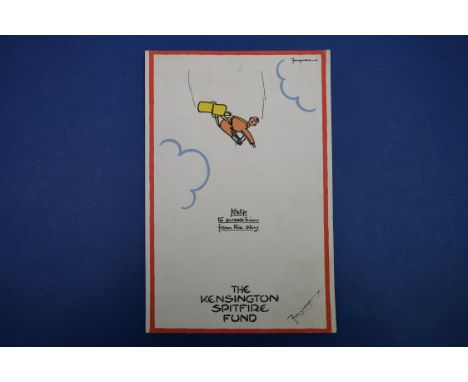 FOUGASSE, SIGNED: 'The Kensington Spitfire Fund: help to sweep him from the sky..': sm. folio, printed to one side in red, bl