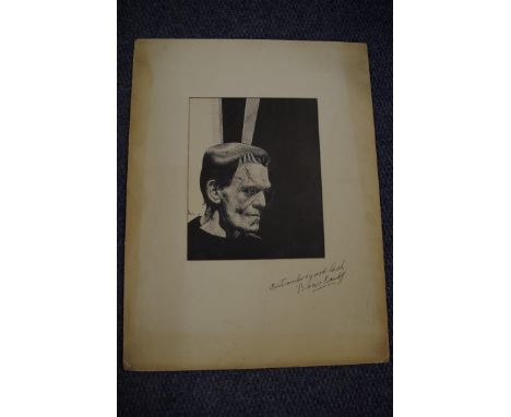 BORIS KARLOFF, SIGNED PORTRAIT AS FRANKENSTEIN:&nbsp;a pair of original pen and ink sketches of Boris Karloff as Frankenstein