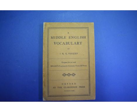 TOLKIEN (J R R ): 'A Middle English Vocabulary..', Oxford Clarendon Press, 1922. First Edition of the author's first book, wi