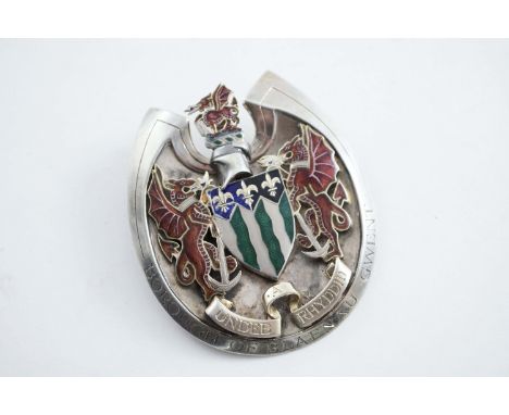 A MODERN HORSESHOE SHAPED BADGE OF OFFICE decorated with enamel, "Borough of Blaenau, Gwent", by Thomas Fattorini, London 197