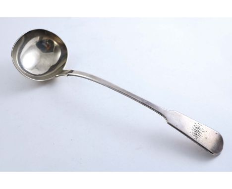 A VICTORIAN NORTH COUNTRY PROVINCIAL SOUP LADLE Fiddle pattern, with the script initials "AMW", by Thomas Sewell, Newcastle 1