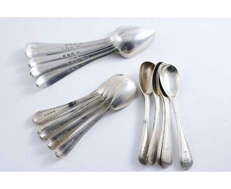 IRISH SPOONS:- A set of six George III Irish dessert spoons with a Celtic point, initialled, by J. Pittar, Dublin 1798 and a 
