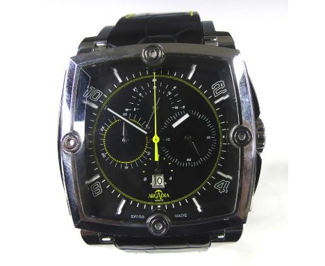 An Arcadia AC-01 gent's steel cased chronograph wristwatch, limited edition No.186/275, having a signed black dial with lumin