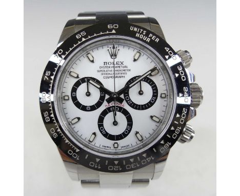 A gent's Rolex stainless steel automatic chronograph bracelet watch Cosmograph Daytona Ref. 116500LN serial No. OER45657, pur