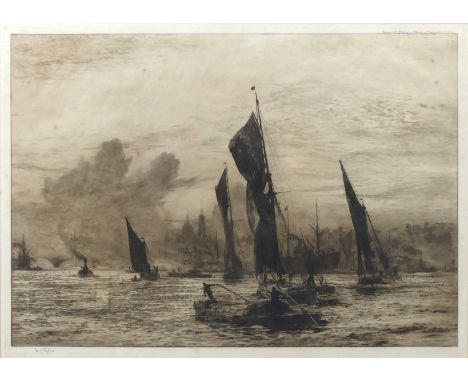 William Wylie (1851-1931) - Pool of London, etching, signed in pencil to the margin, 37 x 51.5cm