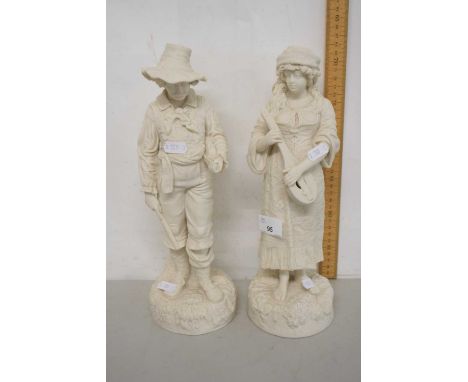 A pair of Parion ware figures of a peasant couple marked R&amp;L