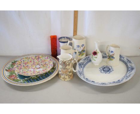 A Dubarry dish with a millefiori design together with a further pottery ceramic plaque and other items