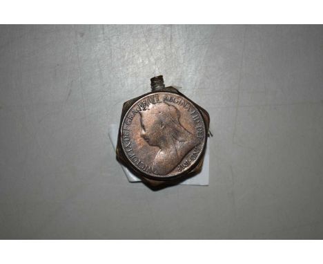 A vintage miniature cigarette lighter mounted with coins