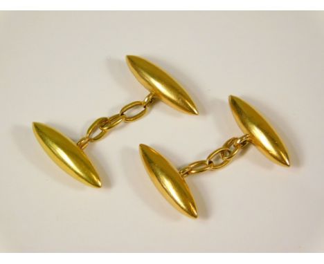 GOLD CUFFLINKS. A pair of 18ct. gold cufflinks. 8.5g