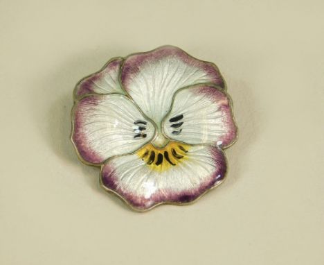 J. AITKEN. A silver &amp; enamel pansy brooch by J. Aitken &amp; Sons, No.1289. 2.6cm.