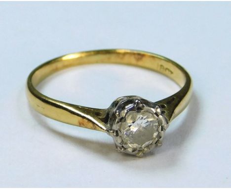 DIAMOND RING. An 18ct. gold solitaire diamond ring, the stone of approx. 0.50ct. spread. (M).