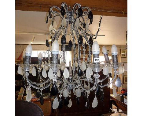 Contemporary chandelier style ceiling light with glass drops