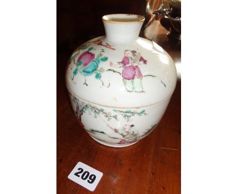 19th c. Chinese Famille Rose jar and cover
