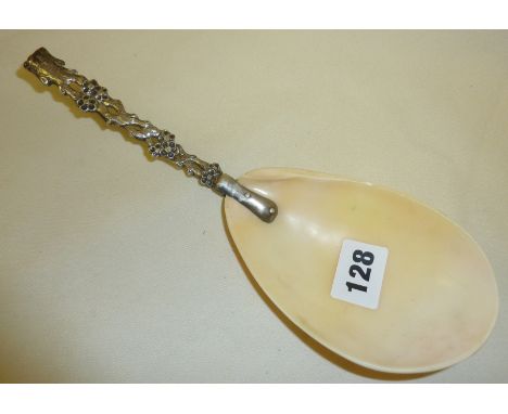 Chinese silver and sea shell serving spoon
