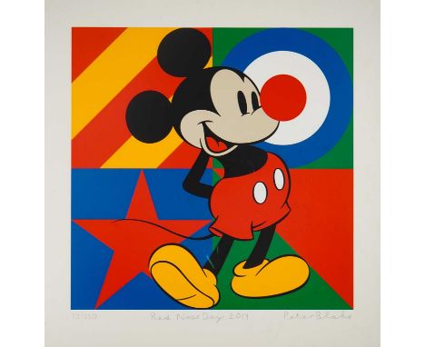 Peter Blake (British 1932-), 'Red Nose Day', 2019, silkscreen print in colours on 410gsm Somerset Tub White paper, signed and