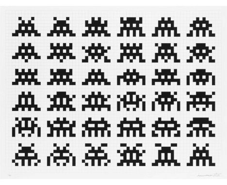 Invader (French 1969-), 'Repetition Variation Evolution', 2017, screen print in colours on 300g BFK Rives paper, signed, date
