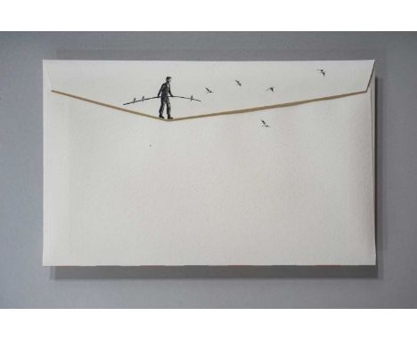 Pejac (Spanish 1977-), 'Love Letter (Hand Finished Edicioń Especial)', 2018, hand-finished photopolymer print with hand-drawn