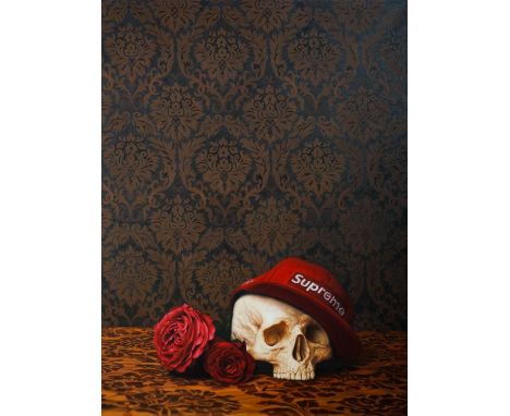Lucas Price (British 1980-), 'Economy Of Scale', 2013, unique oil, spray paint and oil stick on canvas, signed, titled, dated