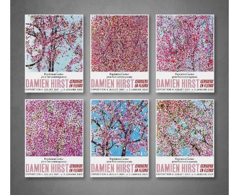 Damien Hirst (British 1965-), 'Cherry Blossoms', 2021, a set of 6 exhibition posters from the 'Cerisiers En Fleurs' Paris Car