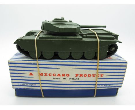 A Boxed Original Dinky #651 Centurion Tank, matt olive drab body, rubber tracks, metal rollers. Model very good with minor ru