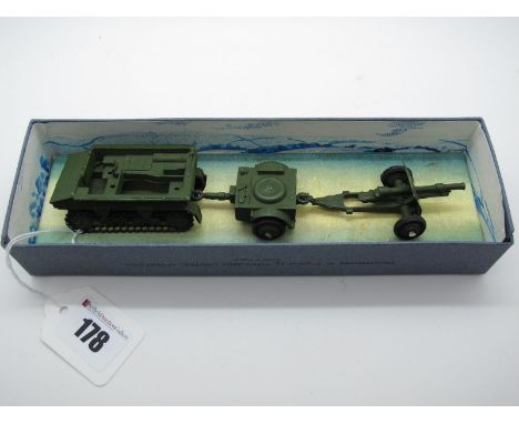 Original Dinky #162, eighteen pounder Quick Firing Field Unit. Comprising #162A Light Dragon Tractor, #162B Trailer and #162C