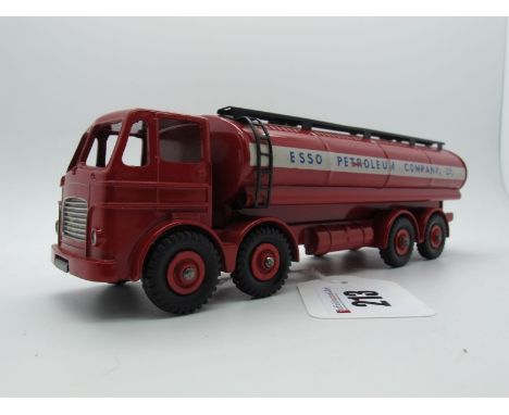 An Original Dinky #943 Leyland Octopus Tanker 'Esso', red cab, tank, hubs and chassis, spare wheel, painted hook. Model paint