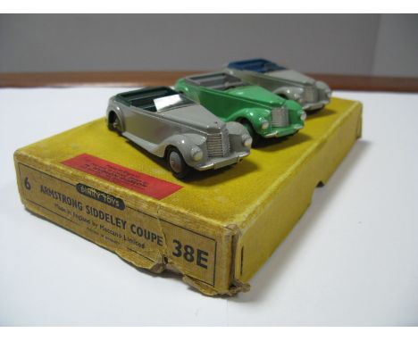 An Original Dinky #38E U.S. Export Trade Box (H. Hudson Dobson, New Jersey), with three export #38E Armstrong Siddeley Coupe 