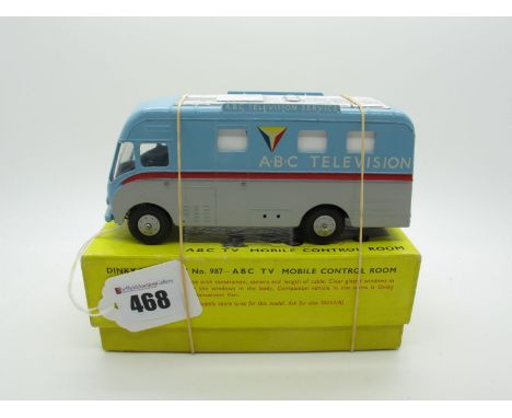 A Boxed Original Dinky #987 A.B.C Television Mobile Control Room, light blue/grey body, silver roof, red flash, grey plastic 