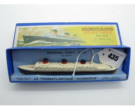 Pre-War French Dinky No. 52C - 'Normandie', red/white/black, no rollers. Some chipping boxed. No picture insert. Tear to one 