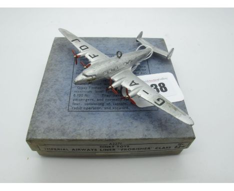 A Boxed Original Pre-War Dinky #62W Imperial Airways Liner "Frobisher" Class "Falcon", in silver with four good red props, G-