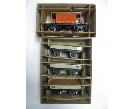Two Modern Boxed Bassett-Lowke 'O' Gauge Rolling Stock, #BL99034 set of three x three plank Freight Wagons - British Rail, #B