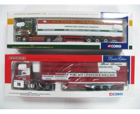 Two Corgi 1:50th Scale Lorries, No. CC13215 DAF XF Space Cab with Houghton Parkhouse 'The Professional' Livestock Transporter