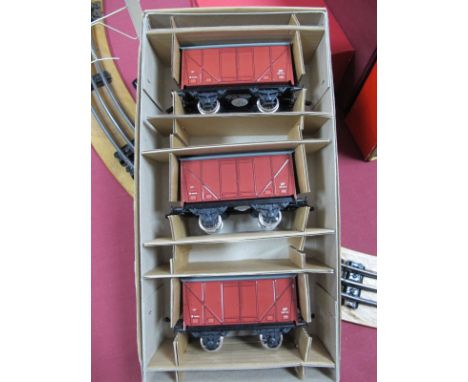 A Modern Bassett-Lowke 'O' Gauge #BL99030 set of three Twelve Ton Ventilated Goods Van. As New
