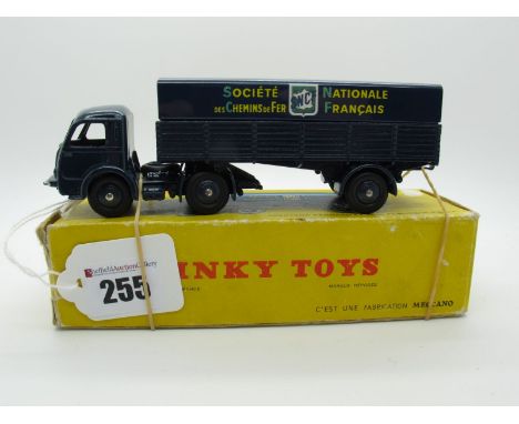 A Boxed Original French Dinky #32AB Panhard Articulated Lorry 'SNCF', dark blue body, tilt and hubs 'S.N.C.F'. Green French m