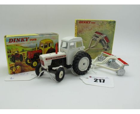 A Boxed Original Dinky #305 David Brown 990 Tractor, white cab/hubs/cowl, brown engine 'David Brown Selectomatic' stickers. M