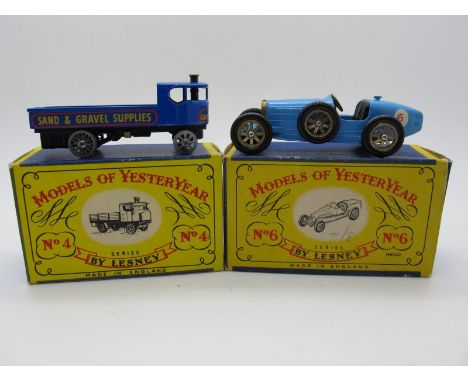 Two Early Issue Matchbox Yesteryears, No. 4 Sentinel Steam Wagon. Satin black base/metal wheels/gold lubrication box. Excelle