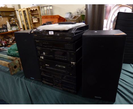 A Pioneer Music Centre and Speaker with Remote and Instructions