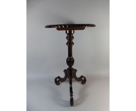 A Modern Mahogany Tripod Wine Table with Scrolled Feet, 41cm Diameter