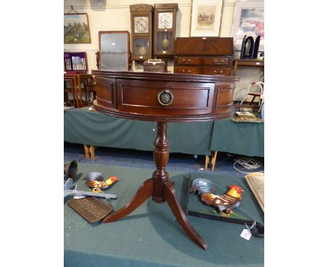 A Reproduction Two Drawer Drum Table on Tripod Base 