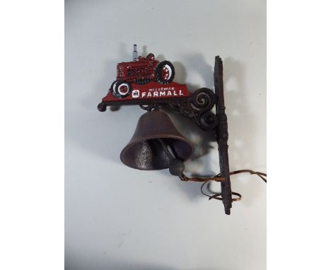 A Wall Hanging Cast Metal Bell With Tractor Decoration (Plus VAT)