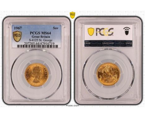 UNITED KINGDOM. Elizabeth II, 1952-2022. Gold sovereign, 1967. Royal Mint. First, laureate head of Elizabeth II facing right;
