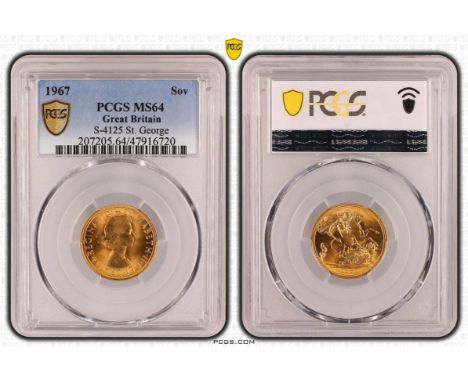 UNITED KINGDOM. Elizabeth II, 1952-2022. Gold sovereign, 1967. Royal Mint. First, laureate head of Elizabeth II facing right;