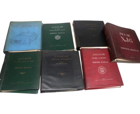 Jaguar Interest: Six Service Manuals, for the XJ6, the Mk10, two service bulletins volume 2 1960 models onwards, a 2.4 and 3.