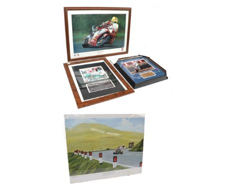 Kevin Schwantz ''1989 Pepsi Suzuki Team'' Signed limited edition colour photograph, numbered 18/100, 38cm by 40cm; together w