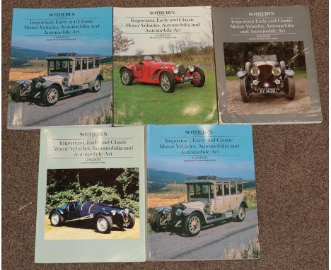 Reference Catalogues, five Sotheby's sales catalogues from 1988 and 1989 for Important Early and Classic Motor Vehicles, Auto