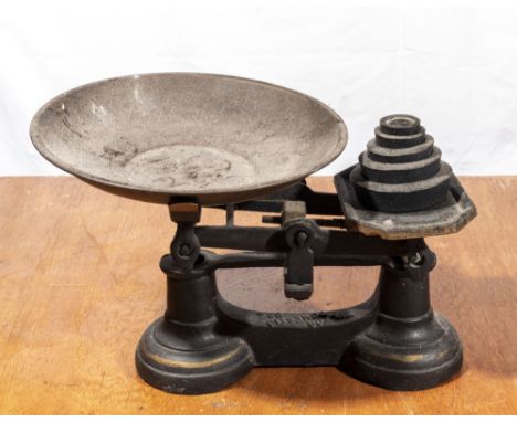 A set of cast scales and weights